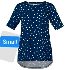Lularoe Hailey Hi-Low Blue with White Polka Dot Top (Small)
